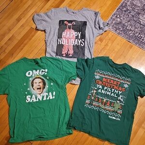 Kohl's Gray and Green Holiday Graphic Tee Bundle